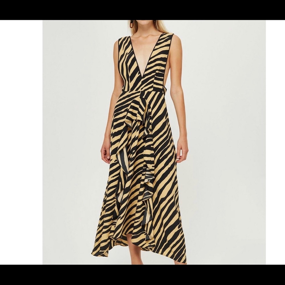 Topshop Zebra Print Pinafore Dress